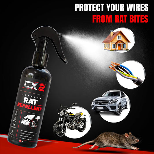 CX2 Rat Repellent Spray for Car Home Office Mouse | Natural Powerful Pest Control Protect Wires in Car Bike Computer | Easy to Use, Non Toxic No Kill Only Repels