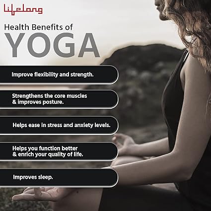 Lifelong LLYM92 Yoga mat for Women & Men EVA Material 4mm Anti-Slip Mat for Workout|Exercise Mat For Home Gym | Yoga Mat-For Gym-Workout and Yoga Exercise I Grey