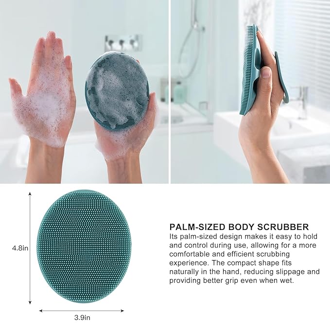 Soft Silicone Back Scrubber Long Handle Bath Brush + Body Scrubber Bath Brush + Scalp Massager for Hair + Face Scrubber Brush, Combination Combo, Super-Exfoliating & Lathering Body Scrubber, Shower Brush | BPA-Free |
