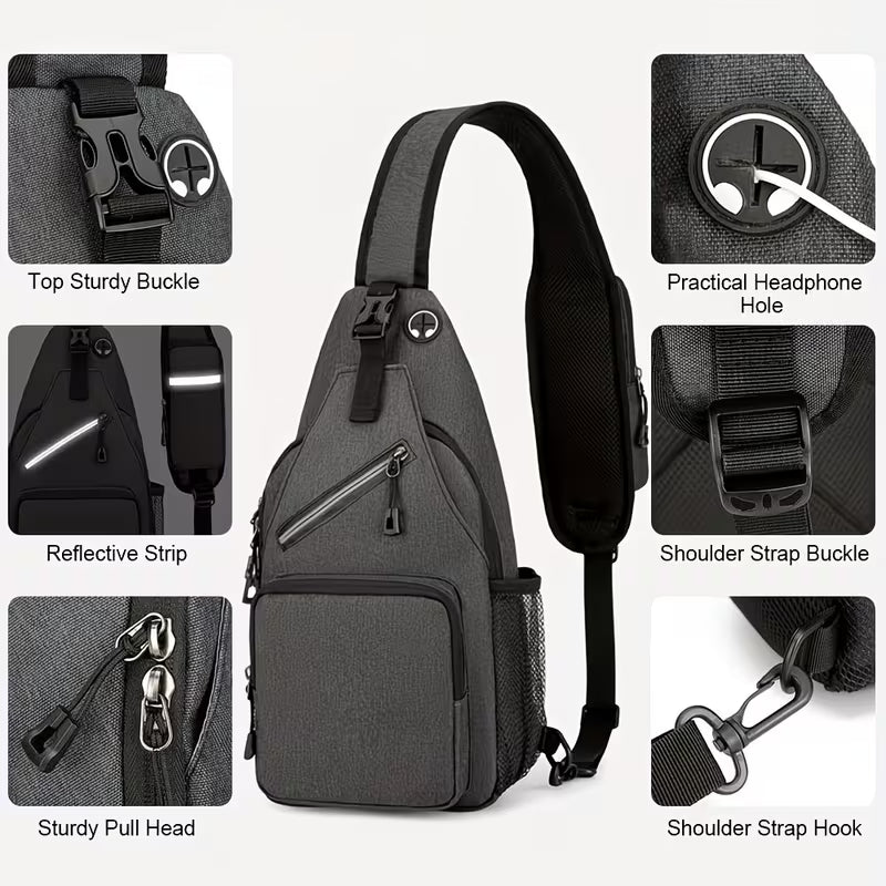 1pc a Crossbody Sling Bag Suitable for Both Men And Women, Featuring an Adjustable Shoulder Strap. This Shoulder Backpack Can Be Used As a Chest Bag, Perfect for Travel, Hiking, And As a Daypack, Making It an Ideal Christmas Gift