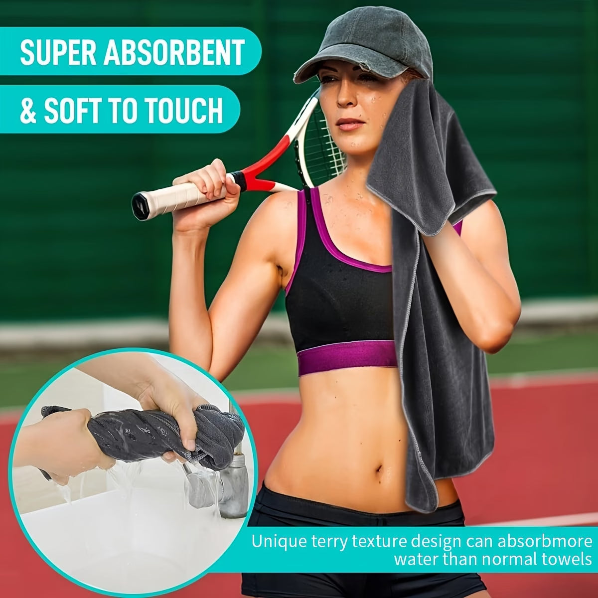 4pcs, Microfiber Gym Towels, Sports Fitness Workout Sweat Towel, Super Soft And Absorbent Towels