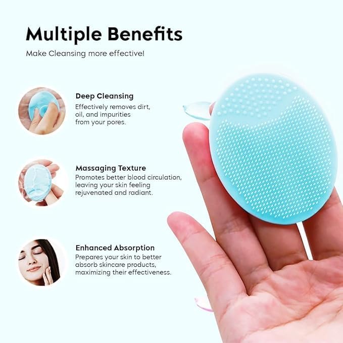 Soft Silicone Back Scrubber Long Handle Bath Brush + Body Scrubber Bath Brush + Scalp Massager for Hair + Face Scrubber Brush, Combination Combo, Super-Exfoliating & Lathering Body Scrubber, Shower Brush | BPA-Free |
