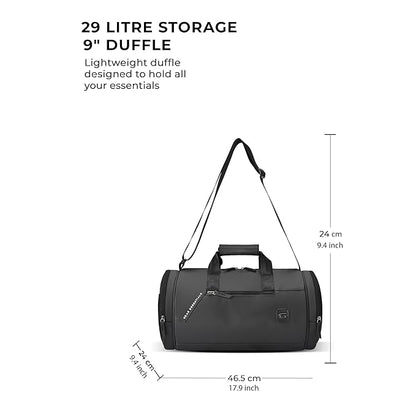 Gear Cross Training 9"/29L Faux Leather Large Water Resistant Duffle Bag/Travel Bag/Gym Bag for Men & Women(Black-Black)