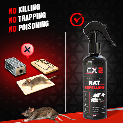 CX2 Rat Repellent Spray for Car Home Office Mouse | Natural Powerful Pest Control Protect Wires in Car Bike Computer | Easy to Use, Non Toxic No Kill Only Repels