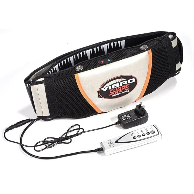 Electric Fitness Slimming Massager Waist Trimmer Belt Abdominal Belly Vibro Shape Vibrating Waist Belt for Weight Loss Fat Burning Tool Fat Burner Body Shake Remote Control, Black