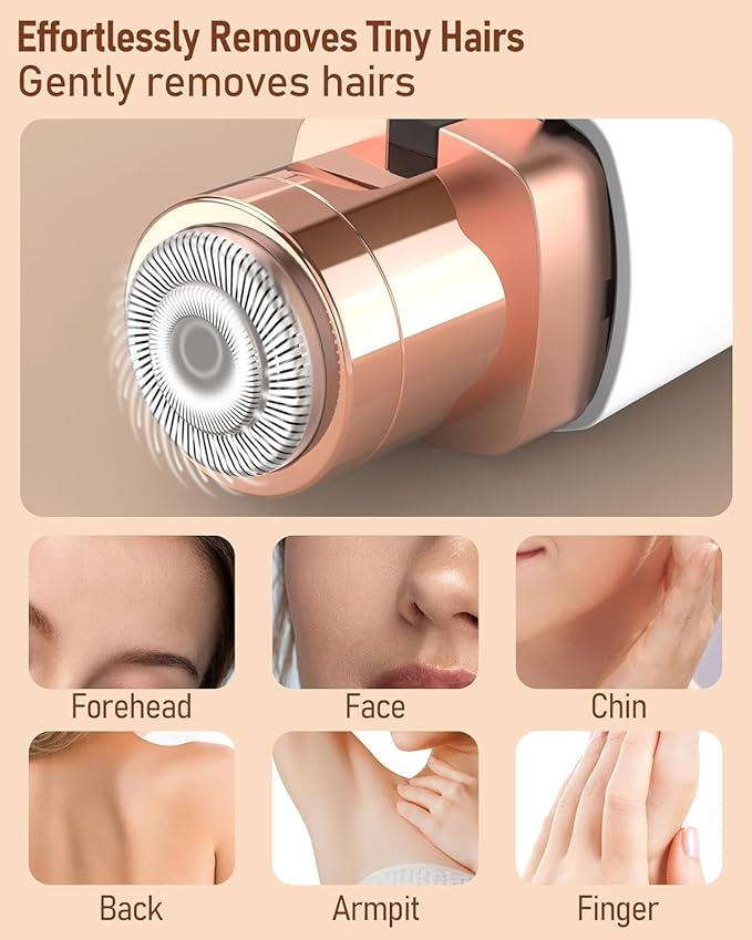 2-in-1 Eyebrow Trimmer for Women - Facial Hair Remover Machine For Women - Face,Upper Lips,Cheek, Chin and Nose Hair Remover, USB RECHARGEABLE Epilator With Ring Light