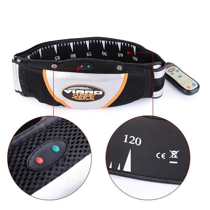 Electric Fitness Slimming Massager Waist Trimmer Belt Abdominal Belly Vibro Shape Vibrating Waist Belt for Weight Loss Fat Burning Tool Fat Burner Body Shake Remote Control, Black