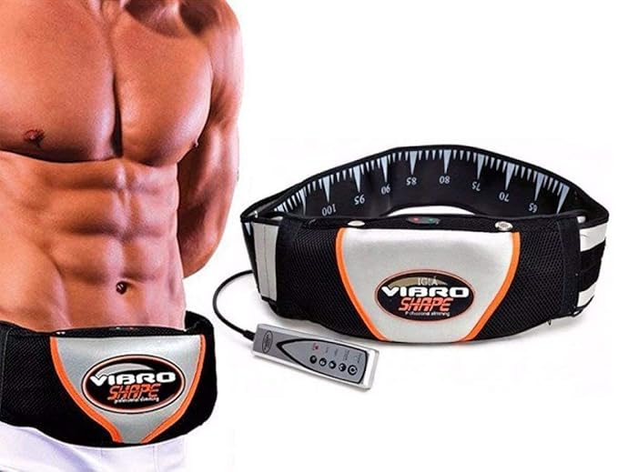 Electric Fitness Slimming Massager Waist Trimmer Belt Abdominal Belly Vibro Shape Vibrating Waist Belt for Weight Loss Fat Burning Tool Fat Burner Body Shake Remote Control, Black