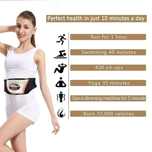 Electric Fitness Slimming Massager Waist Trimmer Belt Abdominal Belly Vibro Shape Vibrating Waist Belt for Weight Loss Fat Burning Tool Fat Burner Body Shake Remote Control, Black