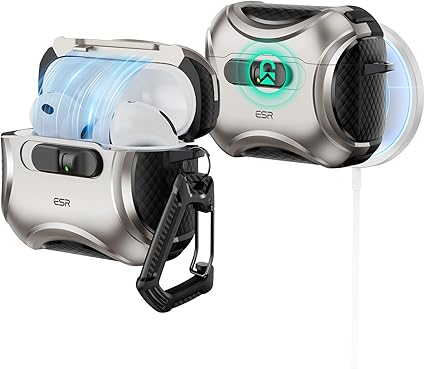 ESR for AirPods Pro 3 Case (2025), Compatible with Airpods Pro 3rd Generation Case (USB-C Cable), Effortless MagSafe, Drop-Proof Lock, Easy Open, Cyber Series, Titanium