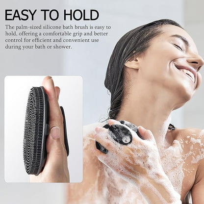 Soft Silicone Back Scrubber Long Handle Bath Brush + Body Scrubber Bath Brush + Scalp Massager for Hair + Face Scrubber Brush, Combination Combo, Super-Exfoliating & Lathering Body Scrubber, Shower Brush | BPA-Free |