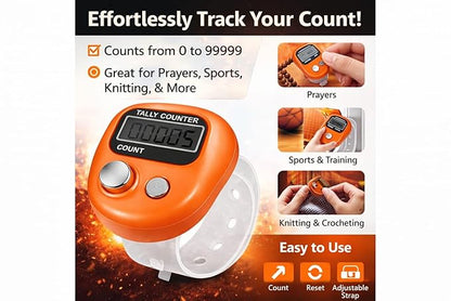 Multiuse Finger Counter – Portable Digital Hand Jaap Counter, Chanting & Mantra Jap Counting Machine, Mini Mala Electronic Tally Counter Ring - Pack of 1