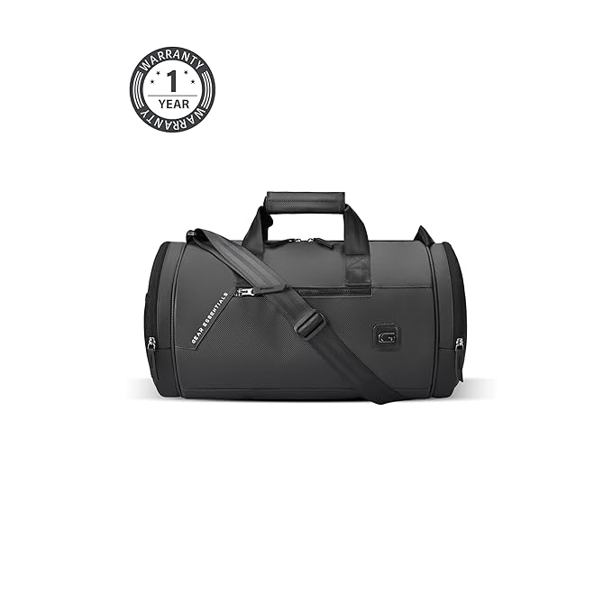 Gear Cross Training 9"/29L Faux Leather Large Water Resistant Duffle Bag/Travel Bag/Gym Bag for Men & Women(Black-Black)