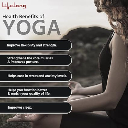 Lifelong LLYM92 Yoga mat for Women & Men EVA Material 4mm Anti-Slip Mat for Workout|Exercise Mat For Home Gym | Yoga Mat-For Gym-Workout and Yoga Exercise I Grey