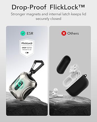 ESR for AirPods Pro 3 Case (2025), Compatible with Airpods Pro 3rd Generation Case (USB-C Cable), Effortless MagSafe, Drop-Proof Lock, Easy Open, Cyber Series, Titanium