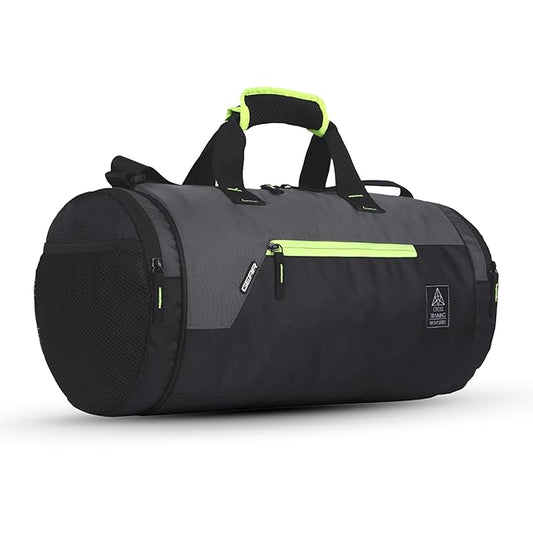 Gear Cross Training 9"/29L Faux Leather Large Water Resistant Duffle Bag/Travel Bag/Gym Bag for Men & Women(Black-Black)