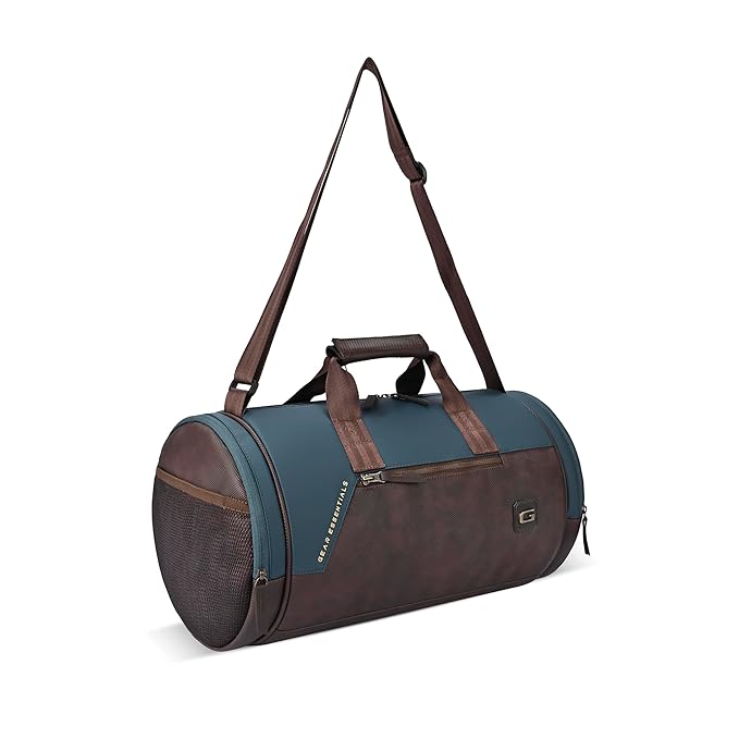 Gear Cross Training 9"/29L Faux Leather Large Water Resistant Duffle Bag/Travel Bag/Gym Bag for Men & Women(Black-Black)