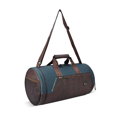 Gear Cross Training 9"/29L Faux Leather Large Water Resistant Duffle Bag/Travel Bag/Gym Bag for Men & Women(Black-Black)