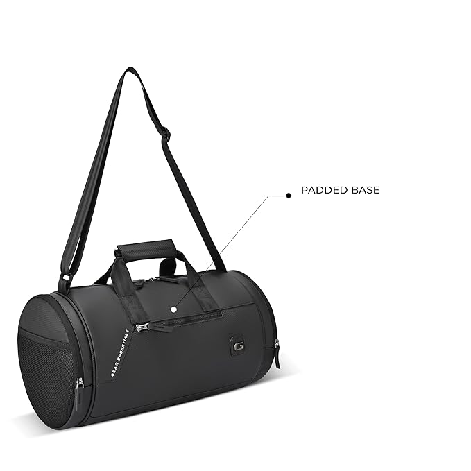 Gear Cross Training 9"/29L Faux Leather Large Water Resistant Duffle Bag/Travel Bag/Gym Bag for Men & Women(Black-Black)