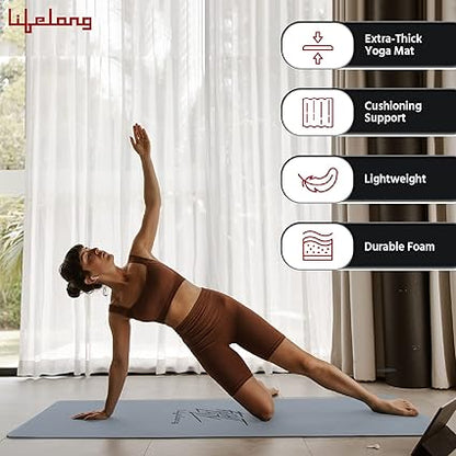 Lifelong LLYM92 Yoga mat for Women & Men EVA Material 4mm Anti-Slip Mat for Workout|Exercise Mat For Home Gym | Yoga Mat-For Gym-Workout and Yoga Exercise I Grey