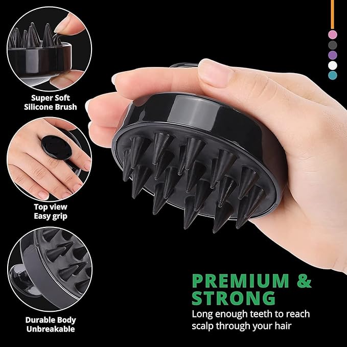 Soft Silicone Back Scrubber Long Handle Bath Brush + Body Scrubber Bath Brush + Scalp Massager for Hair + Face Scrubber Brush, Combination Combo, Super-Exfoliating & Lathering Body Scrubber, Shower Brush | BPA-Free |