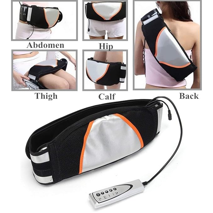 Electric Fitness Slimming Massager Waist Trimmer Belt Abdominal Belly Vibro Shape Vibrating Waist Belt for Weight Loss Fat Burning Tool Fat Burner Body Shake Remote Control, Black
