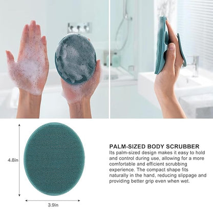 Soft Silicone Back Scrubber Long Handle Bath Brush + Body Scrubber Bath Brush + Scalp Massager for Hair + Face Scrubber Brush, Combination Combo, Super-Exfoliating & Lathering Body Scrubber, Shower Brush | BPA-Free |