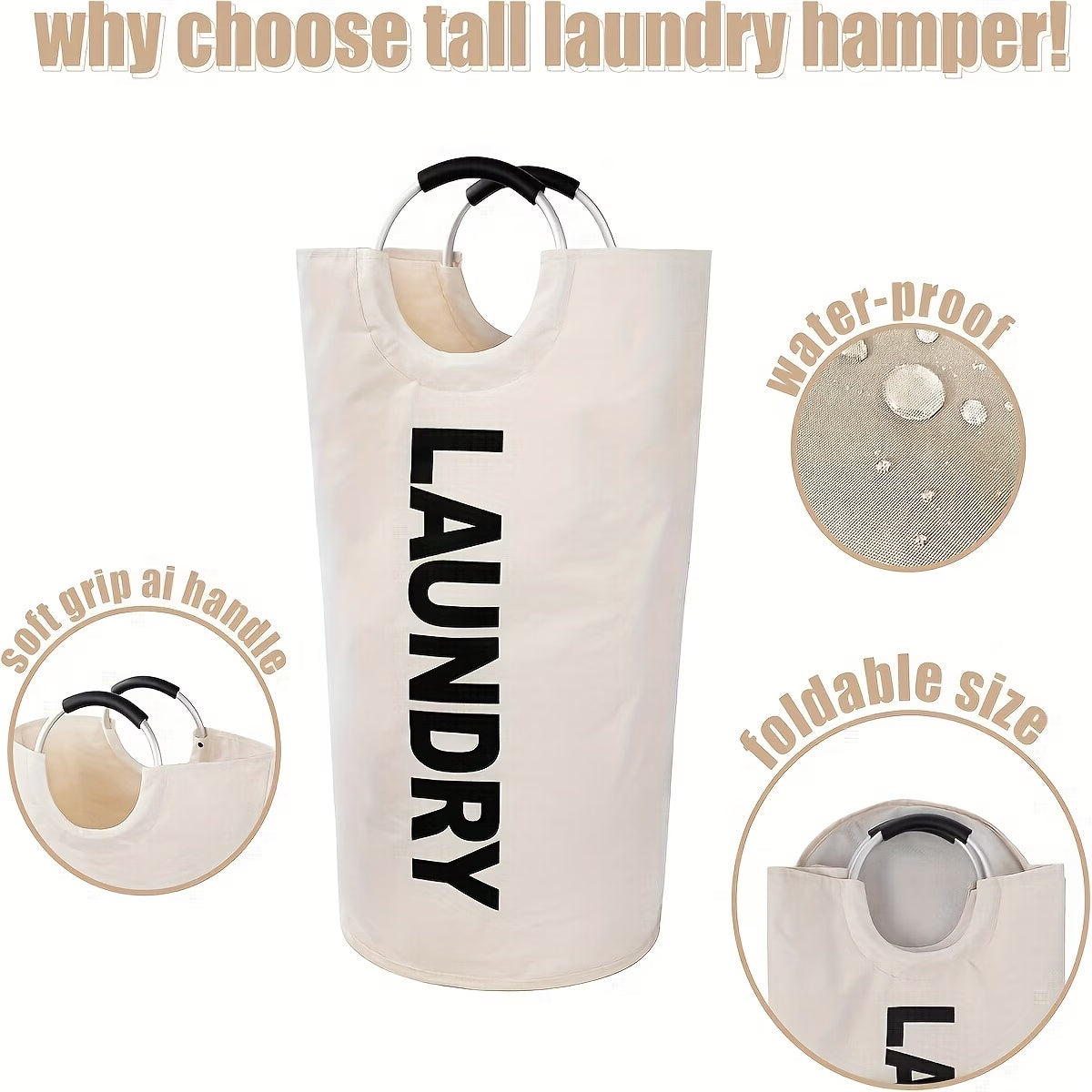 Large Laundry Basket With Foldable Laundry Bag, Independent High Hanger, Foldable Laundry Box, Waterproof Laundry Basket, Of High Quality. The Handle Ring Adopts A Half Ring Design And The Connection Is More Secure And Wear-resistant.