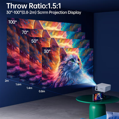Compact Video Projector with Full HD 4K Capability, 720P Local Resolution, LCD Display Similar to Smart Tvs, Works with Smartphones, Tablets, And Laptops, USB Compatible, Ideal for Movies, Gaming, And Home Theater