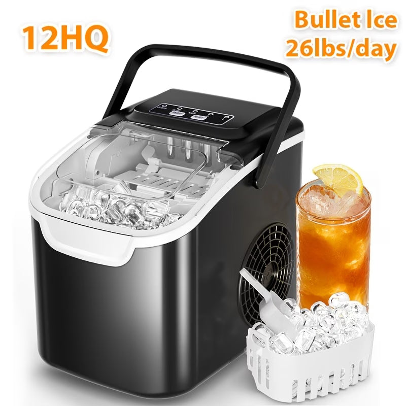 Nugget Or Bullet Ice Makers Countertop, Portable Ice Machine, Pebble Ice Machine with Chewable Pellet Ice, 26 Lbs/24 H, 33 Lbs/24 H,35 Lbs/24 H Self-Cleaning,One-Click Operation, for Kitchen, Office, Stainless Steel Black/Silvery