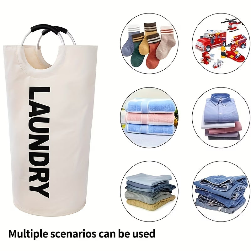 Large Laundry Basket With Foldable Laundry Bag, Independent High Hanger, Foldable Laundry Box, Waterproof Laundry Basket, Of High Quality. The Handle Ring Adopts A Half Ring Design And The Connection Is More Secure And Wear-resistant.