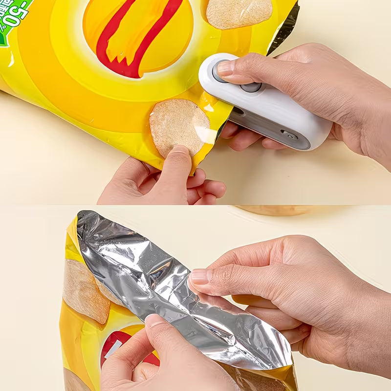 1pc Snack Bag Sealer with Magnetic Rechargeable Battery, Portable Mini Sealer for Picnics And Travel, Manual Plastic Sealing Machine, Magic Tool for Resealing Chips