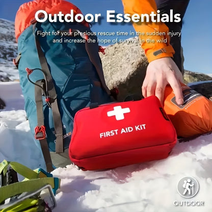 Small/Large Portable First Aid Kit, Including Professional Scissors And Tweezers, Specifically Designed for Camping, Hiking, Hunting, And All Types Of Outdoor Activities, Equipped with Essential First Aid Supplies Like Bandages, Gauze..