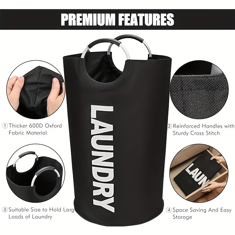 Large Laundry Basket With Foldable Laundry Bag, Independent High Hanger, Foldable Laundry Box, Waterproof Laundry Basket, Of High Quality. The Handle Ring Adopts A Half Ring Design And The Connection Is More Secure And Wear-resistant.