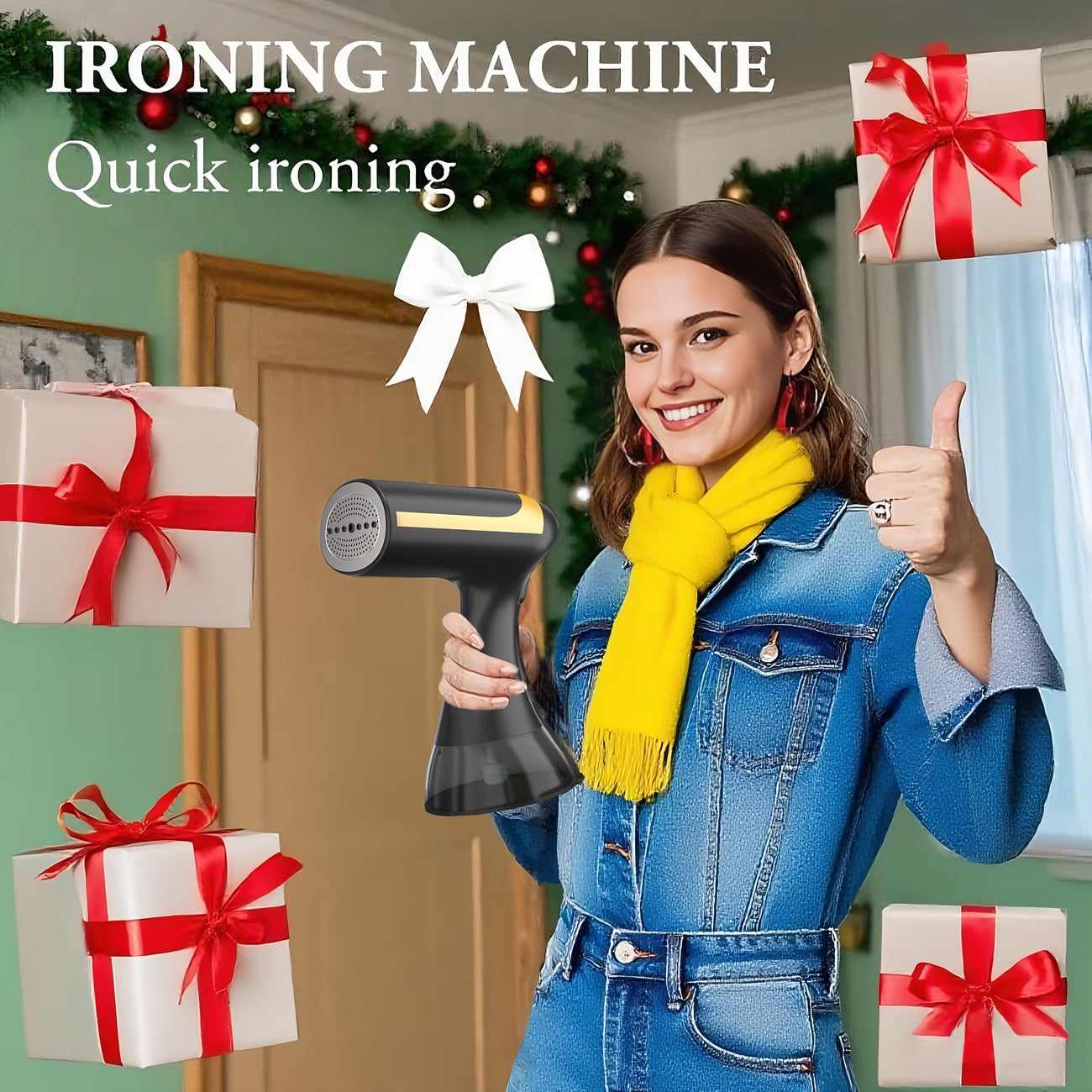 1200W Handheld Hanging Ironing Machine with 20s Fast Heating, Equipped with A Cleaning Brush And A 10.14oz Large Capacity Water Tank. Home Steam Ironing Machine Is A Must-have Tool for Wrinkle Removal During Travel And Clothing Care for Business