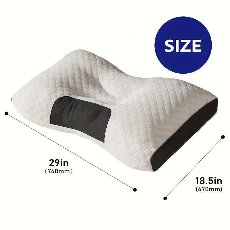 2pcs Massage Neck Pillows Adjustable Ergonomic Orthopedic Contour Support, High-Quality Pillow Core With Removable Zippered Cover, All-Season Sleeping Comfort, Neck And Shoulder Massager, Modern Pillow Design, Breathable Fabric