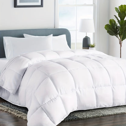 All-Season Queen Cooling Comforter - High-Quality 2100 Series Down Alternative Duvet - Quilted Insert with Corner Loops - Luxuriously Soft Hotel-Style Comforter - Warm for Winter - Reversible - White