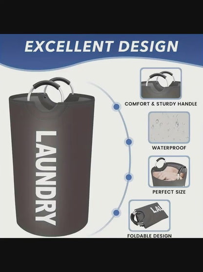 Large Laundry Basket With Foldable Laundry Bag, Independent High Hanger, Foldable Laundry Box, Waterproof Laundry Basket, Of High Quality. The Handle Ring Adopts A Half Ring Design And The Connection Is More Secure And Wear-resistant.